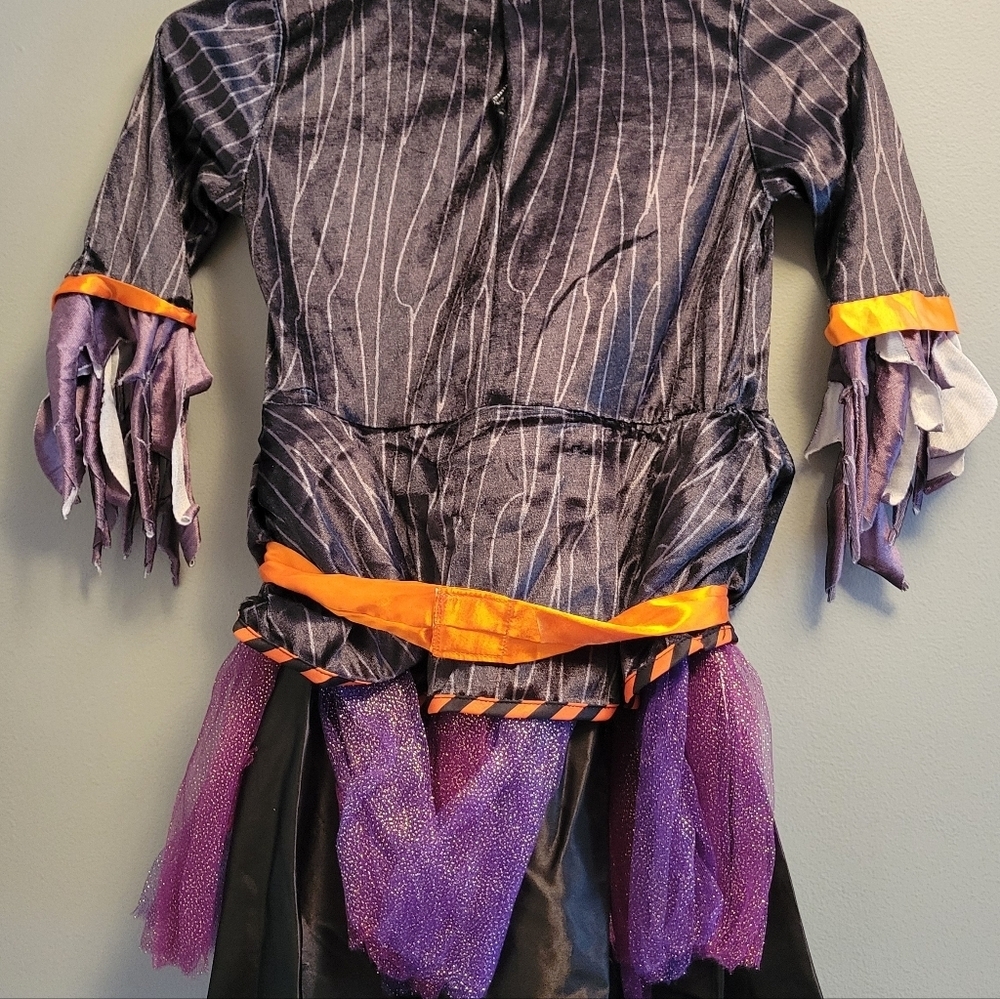 Kids Witch Costume Orange Purple Halloween Dress Outfit Girls S 5-7 - Picture 3 of 5